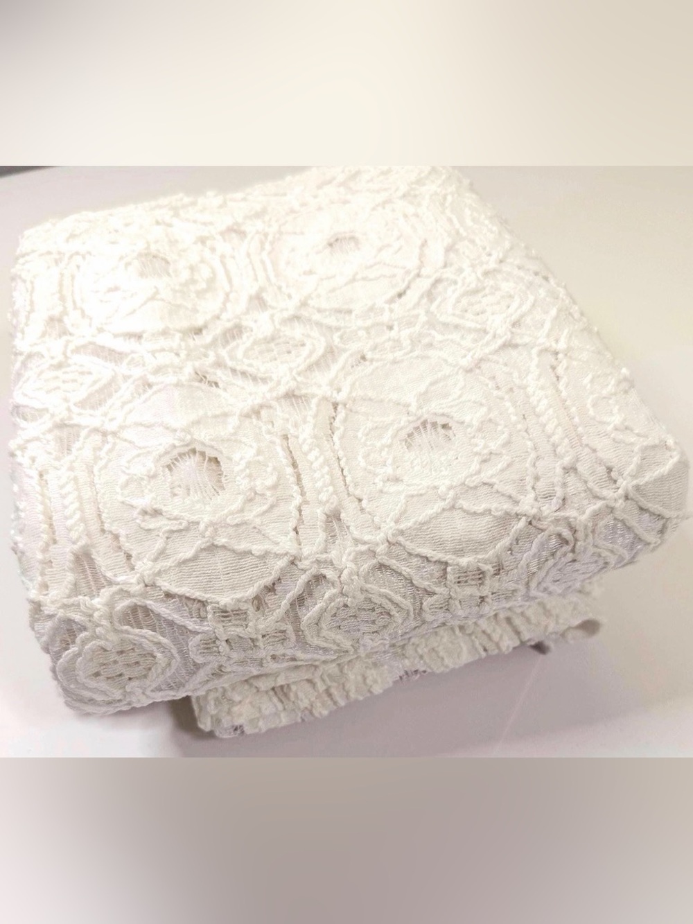 Banana Republic Off White Cotton Embroidery Lace Fabric --1.5 yards remnant.